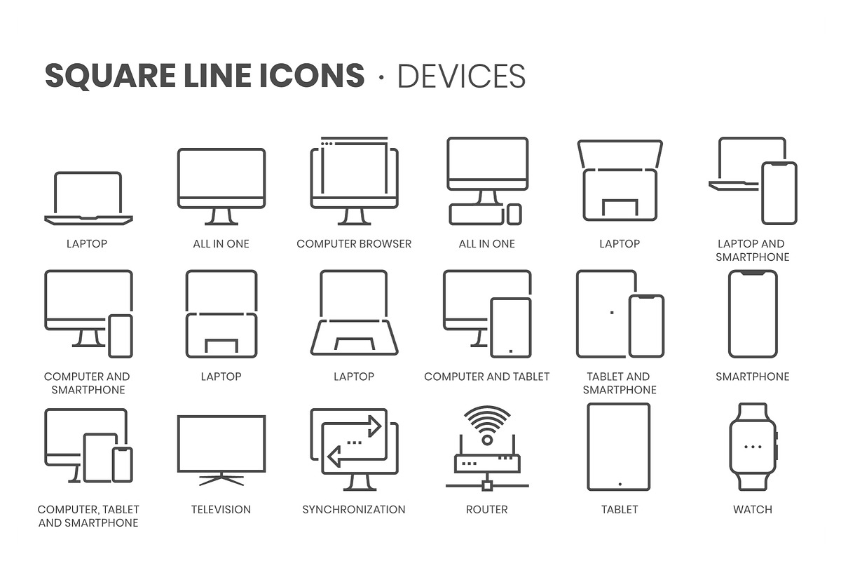 Square line icons, an Outline Icon by Howcolour (Photo 31 of 85)