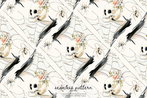 gothic skeleton seamless pattern