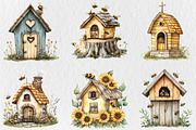 Bee House Clipart Bundle, a Work Illustration by Rose Art (Thumbnail 2 of 4)