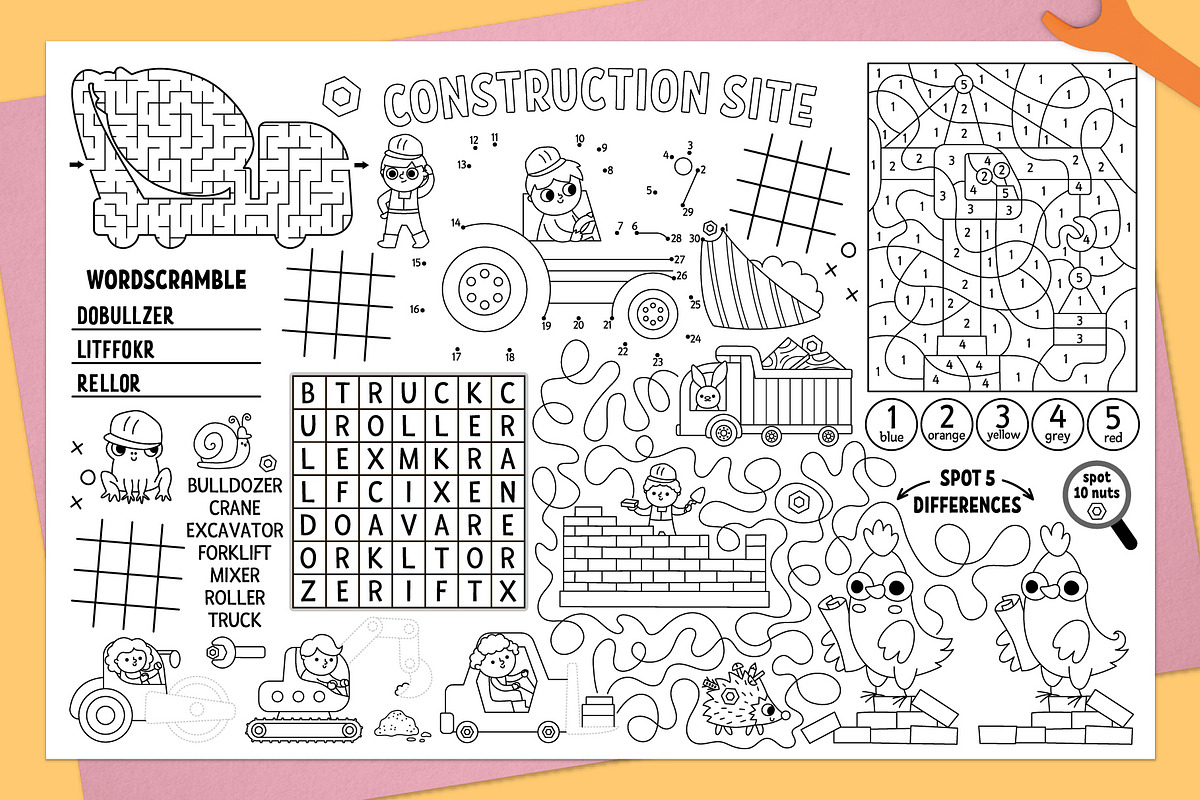 Construction site activity play mats, an Education Illustration by Lexi Claus (Photo 4 of 6)