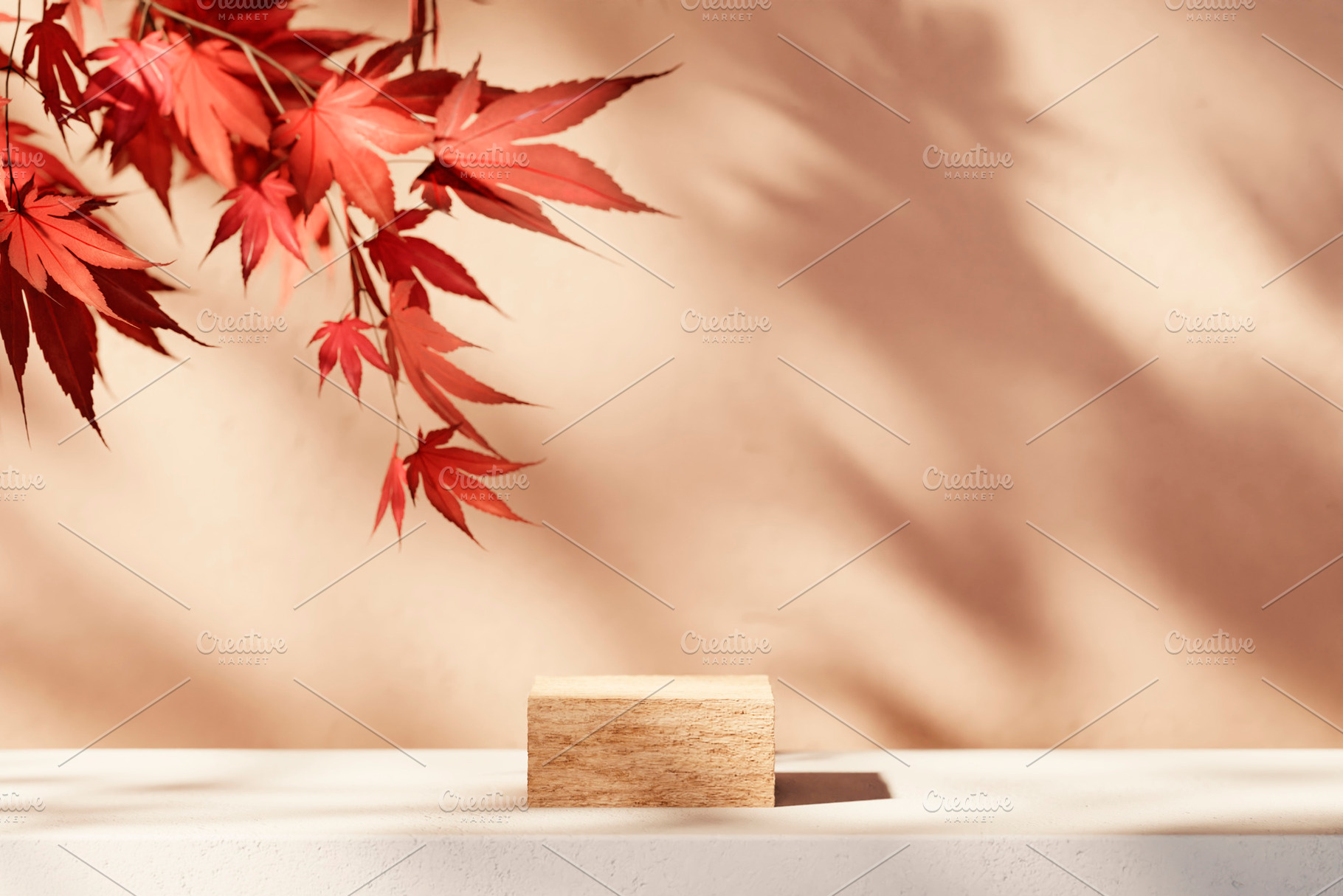 Autumn background maple leaf podium, a Nature Photo by hitdelight