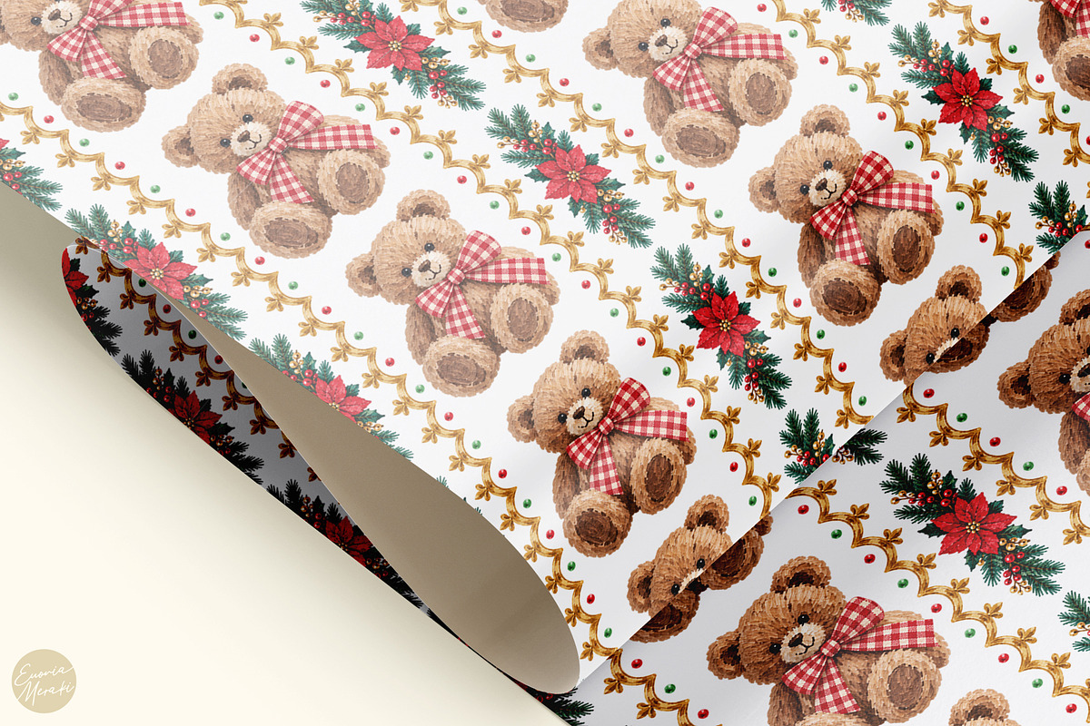 Vintage Christmas Bear Patterns, a Pattern Graphic by Euonia Meraki (Photo 6 of 9)