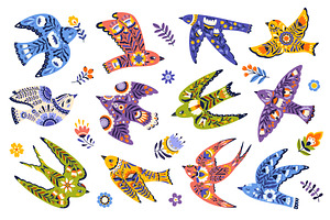 Ethnic scandinavian birds, an Animal Illustration by Buch&Bee