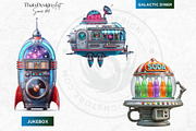 Retro Space Adventure PNG cliparts, a Decorative Illustration by ThatsDesignArt (Thumbnail 4 of 10)