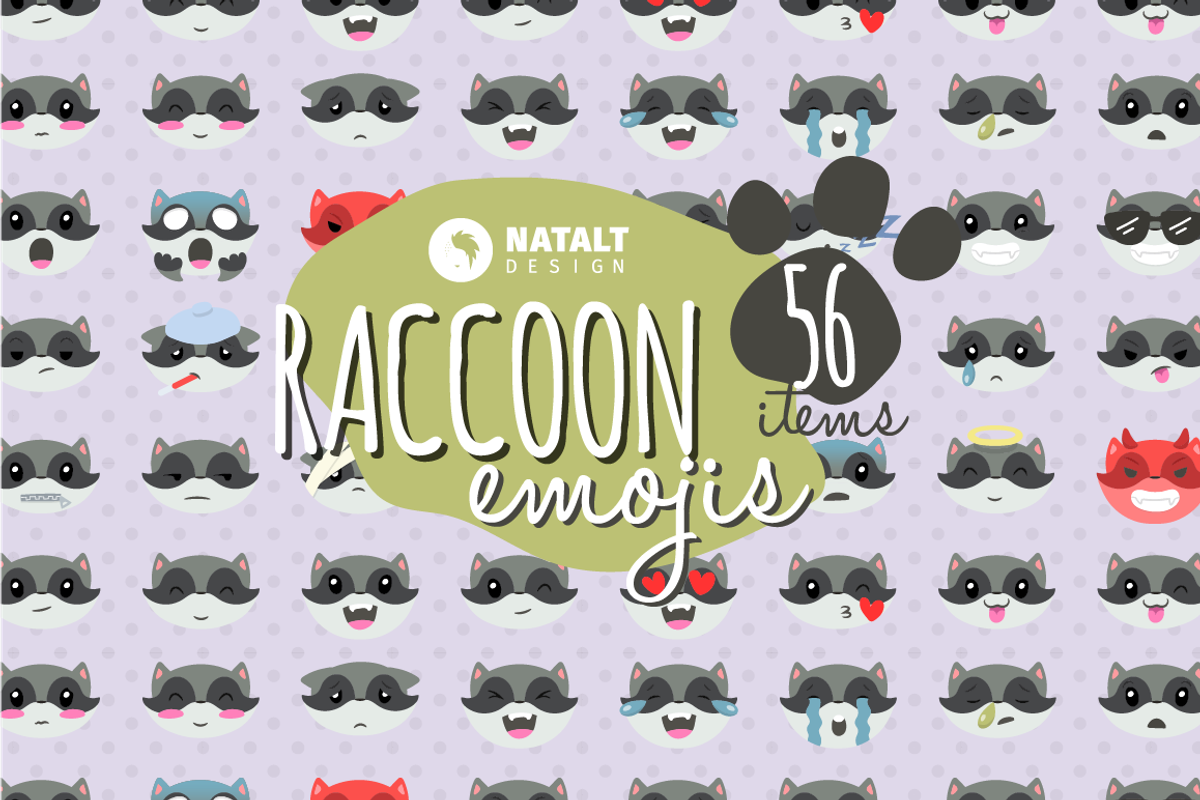 Raccoon Emojis, an Emoji Icon by NatBurger (Photo 1 of 4)