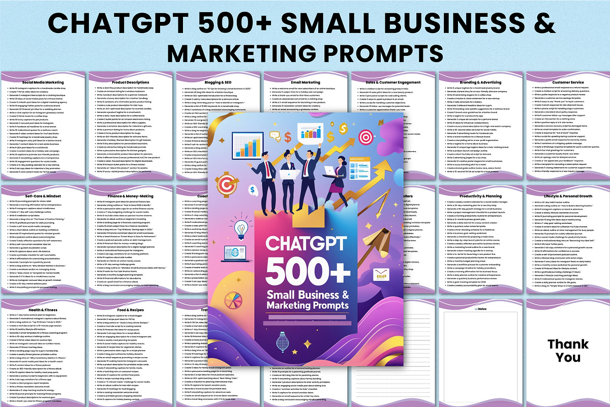 500 Small Business&Marketing Prompts, a Stationery Template by Shumaya (Photo 1 of 5)