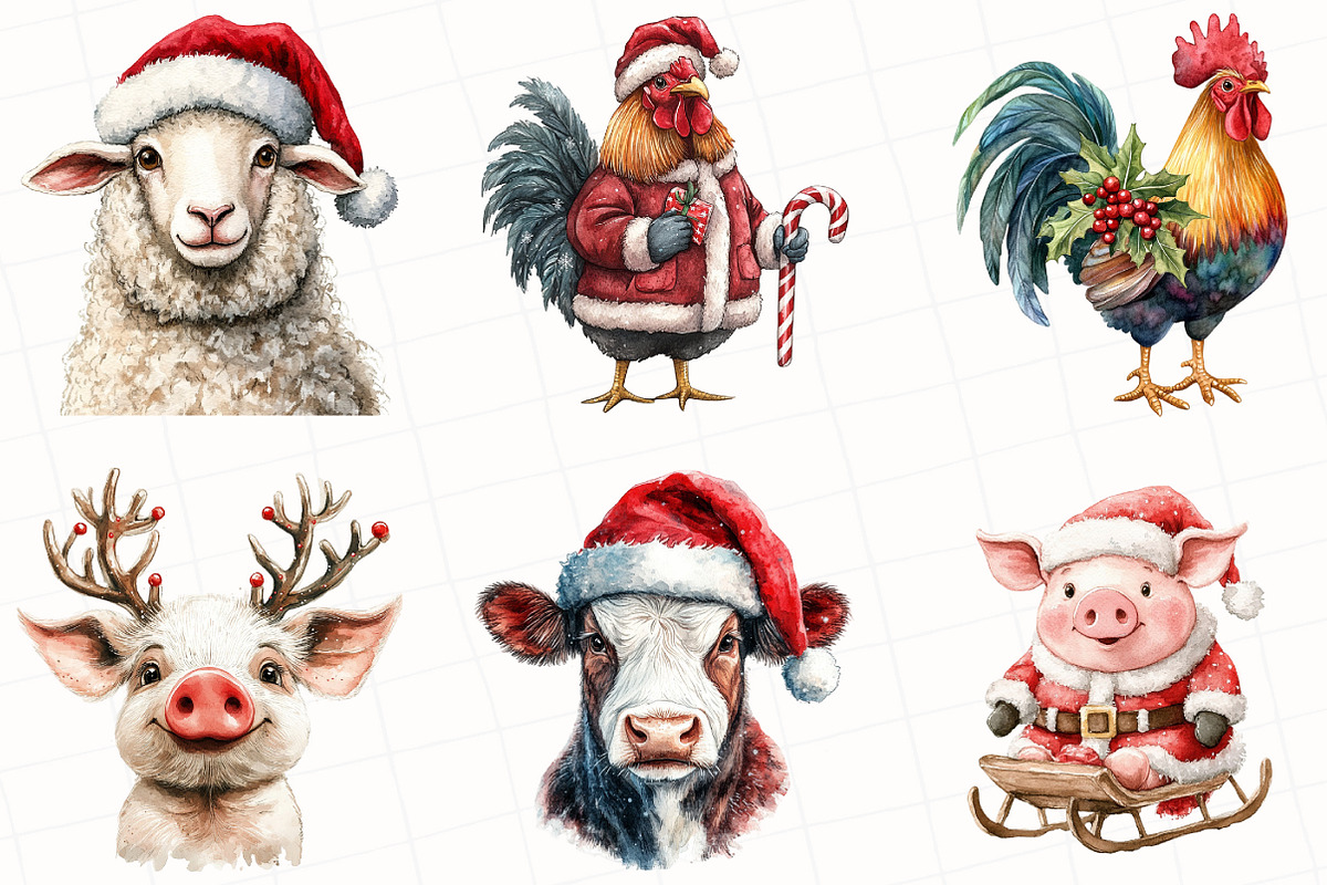 Christmas Animals Clipart, an Illustration by OK Design (Photo 3 of 5)