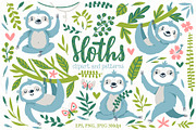 Sloths. Clipart, patterns & prints., an Animal Illustration by MagicForestory (Thumbnail 1 of 10)