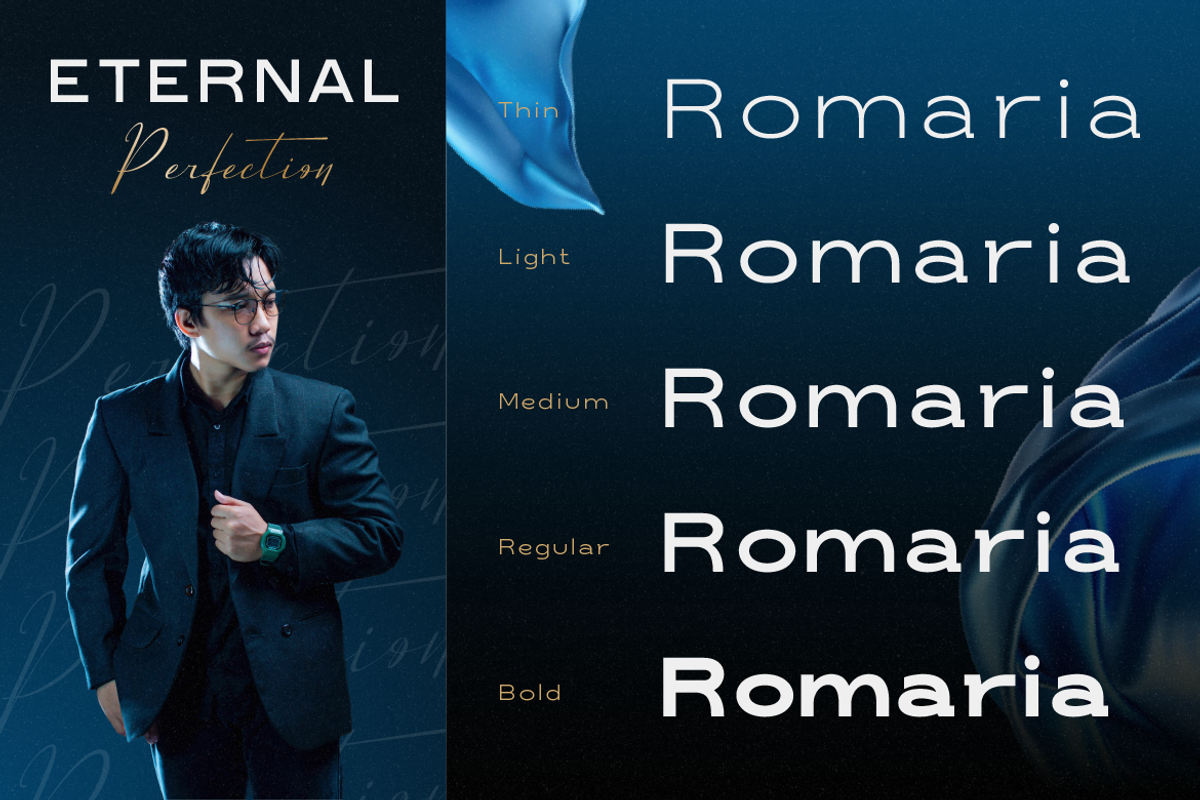 Romaria Stylish, a Sans Serif Font by Burntilldead (Photo 6 of 12)