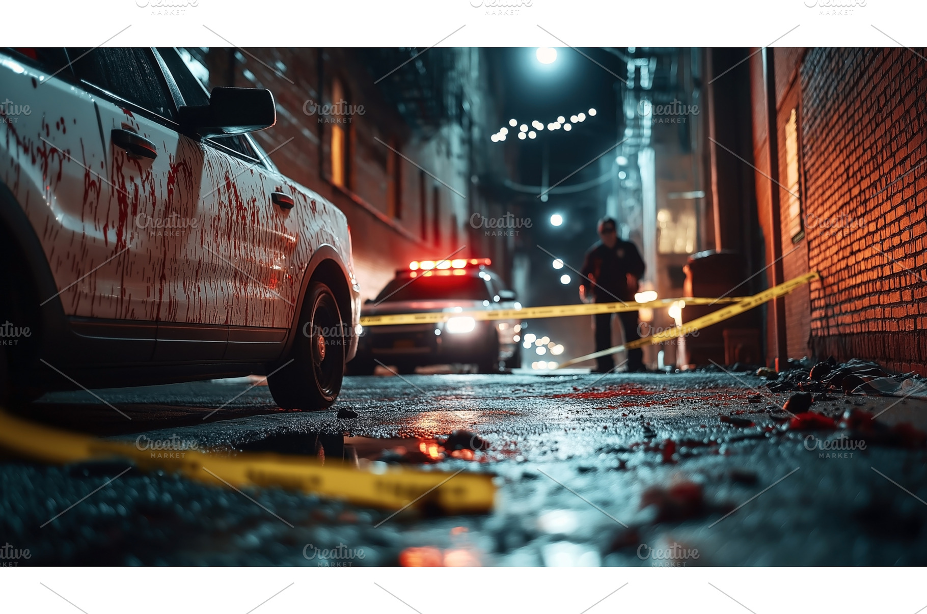 Nighttime crime scene in an alley, an Architecture Photo by Sergey Kotenev
