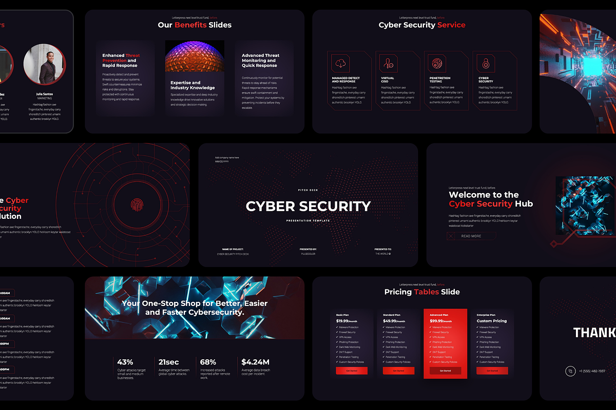 Cyber Security Pitch Deck Template, a Presentation Template by Pulsecolor (Photo 1 of 2)