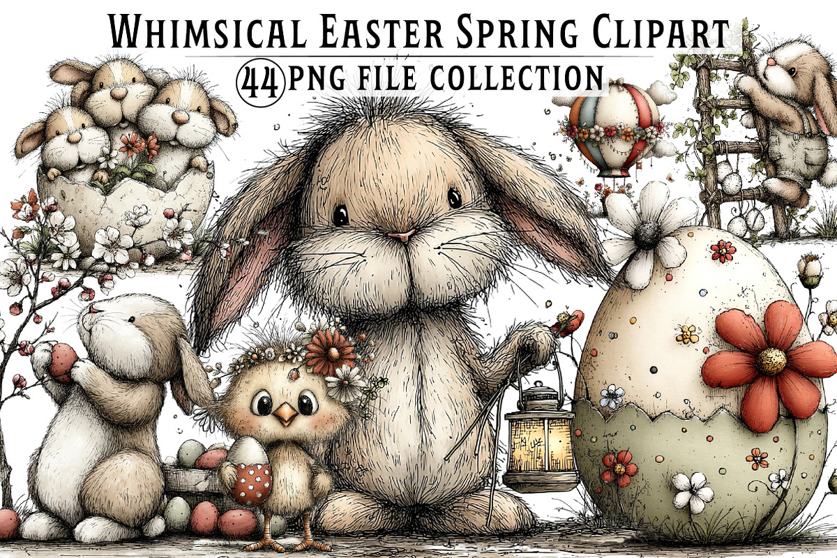 Whimsical Easter Spring Clipart, an Illustration by Dream Creation (Photo 1 of 5)