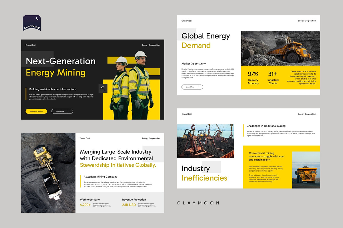 Grava Coal Mining Pitch Deck, a Presentation Template by Claymoon Lab (Photo 3 of 7)