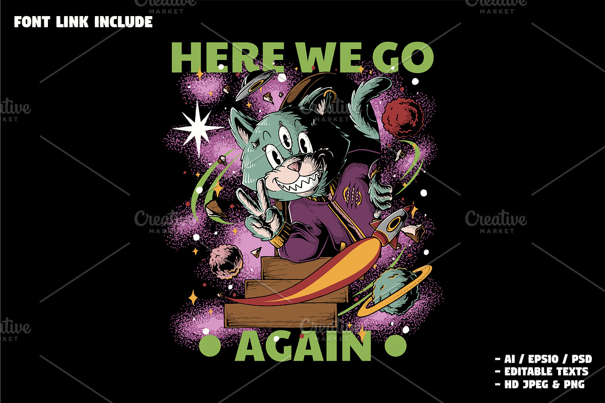 Three-Eyed Cat Appearing in Space, a Branding & Logo Template by Judsart (Photo 1 of 3)