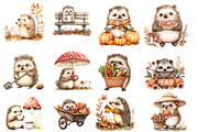 Cute Autumn Hedgehog Garden Clipart, an Illustration by Designworld (Thumbnail 3 of 5)