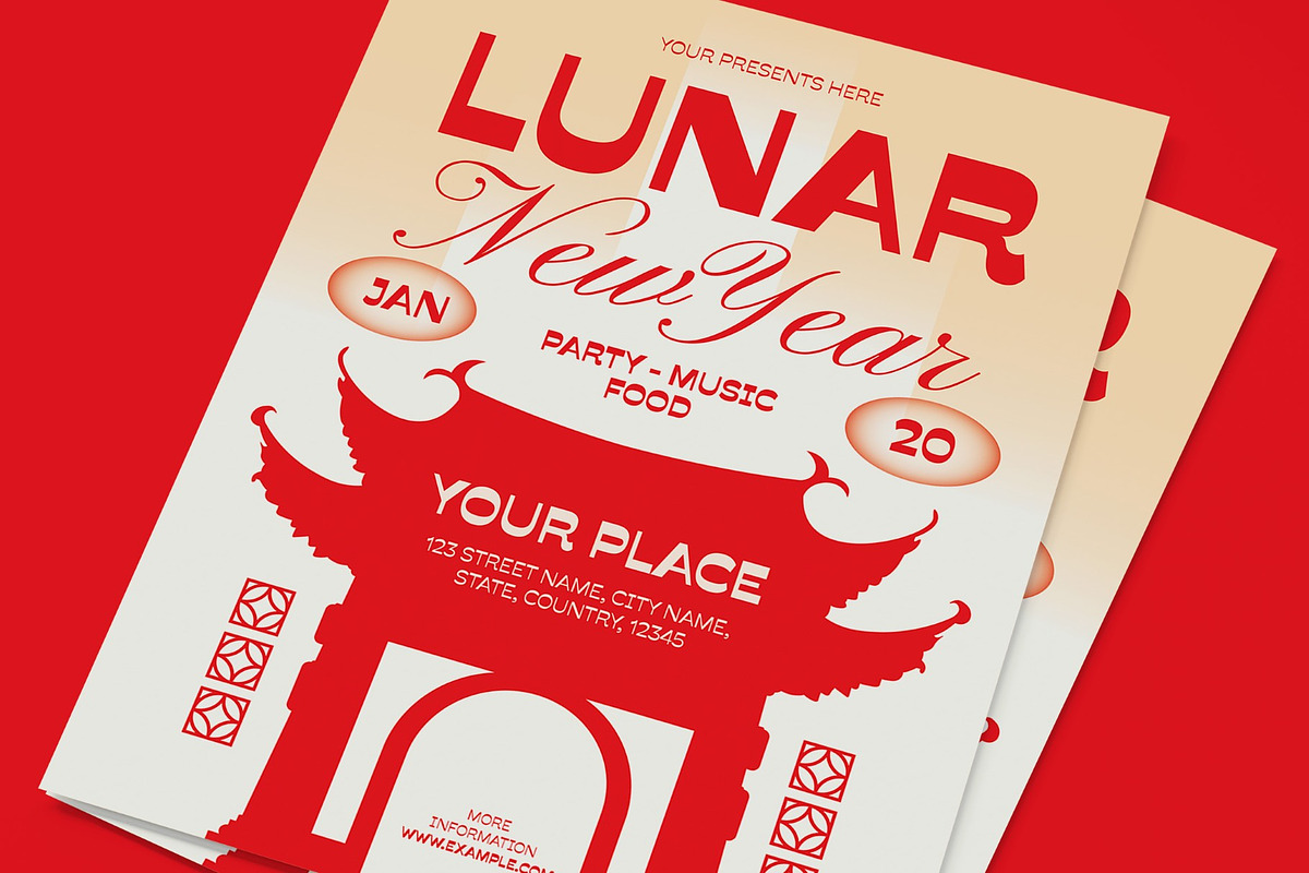 Red Lunar New Year Flyer, a Flyer Template by graphicook (Photo 2 of 3)