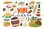 Wine and Cheese Clipart, a Food Illustration by Luamor (Thumbnail 1 of 7)