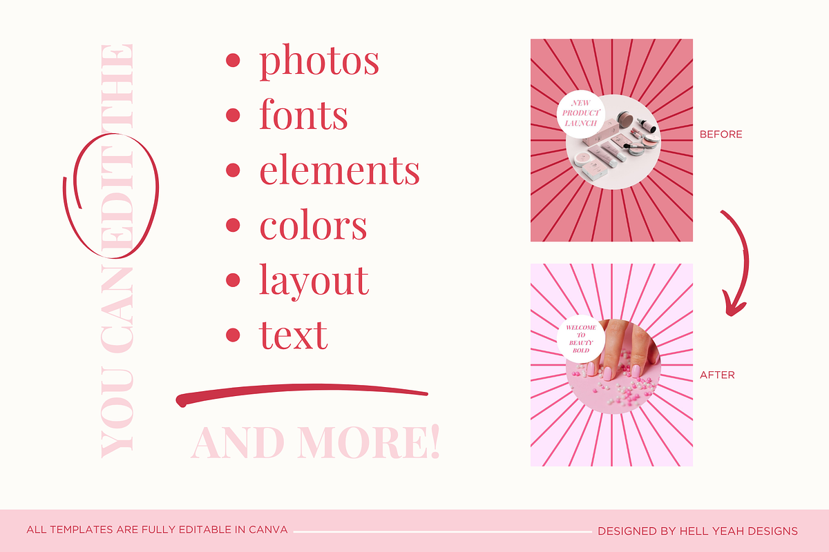 Bold Blush Instagram Post Templates, a Social Media Template by Hell ...