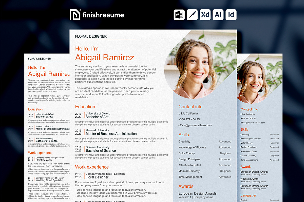 Floral Designer resume template, a Resume Template by FinishResume (Photo 1 of 11)