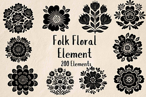Folk Art Floral Element