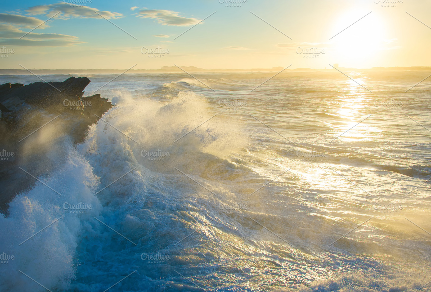 Ocean rocky beach at sunset, a Nature Photo by joyt