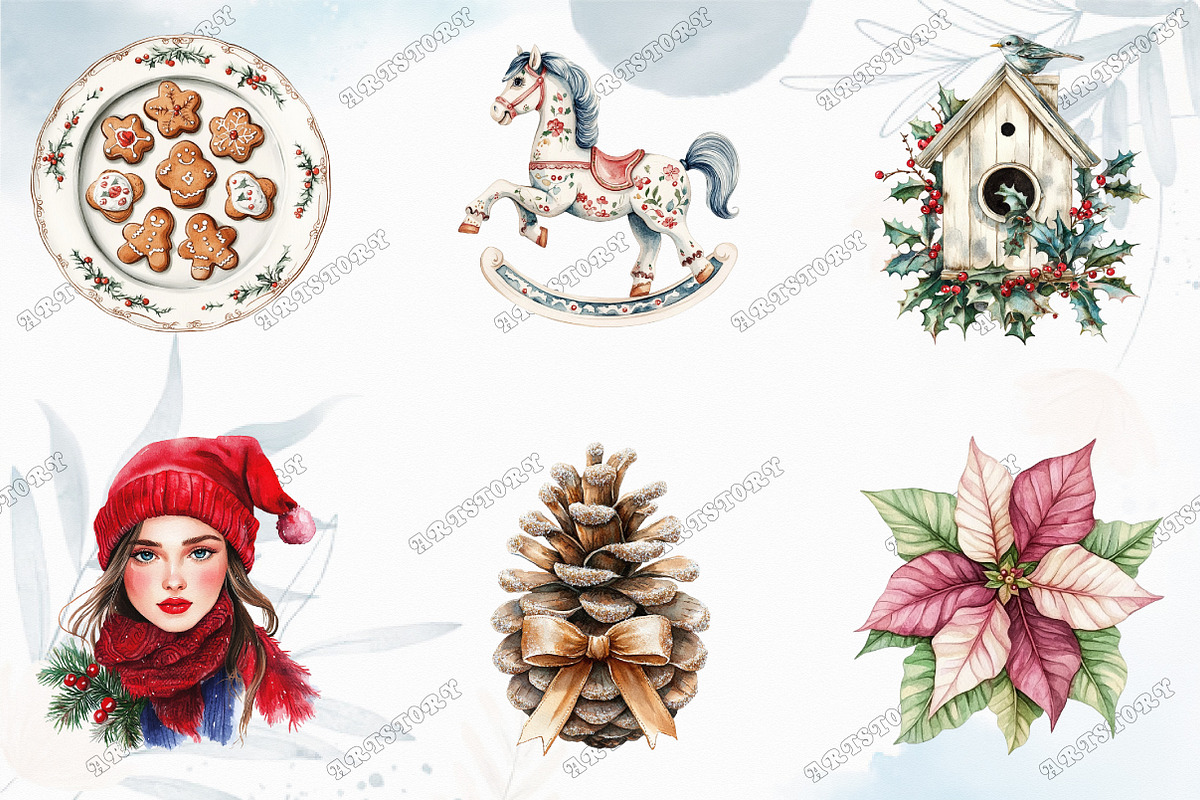 Grandmillennial Christmas Clipart, an Illustration by designcity5 (Photo 3 of 5)