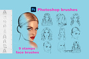 Photoshop face stamps brushes, a Brush Add-On by MajorArtTm (Thumbnail 1 of 3)