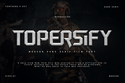 Topersify - Modern Sans Serif Film, a Sans Serif Font by overlaytemplates (Thumbnail 1 of 6)
