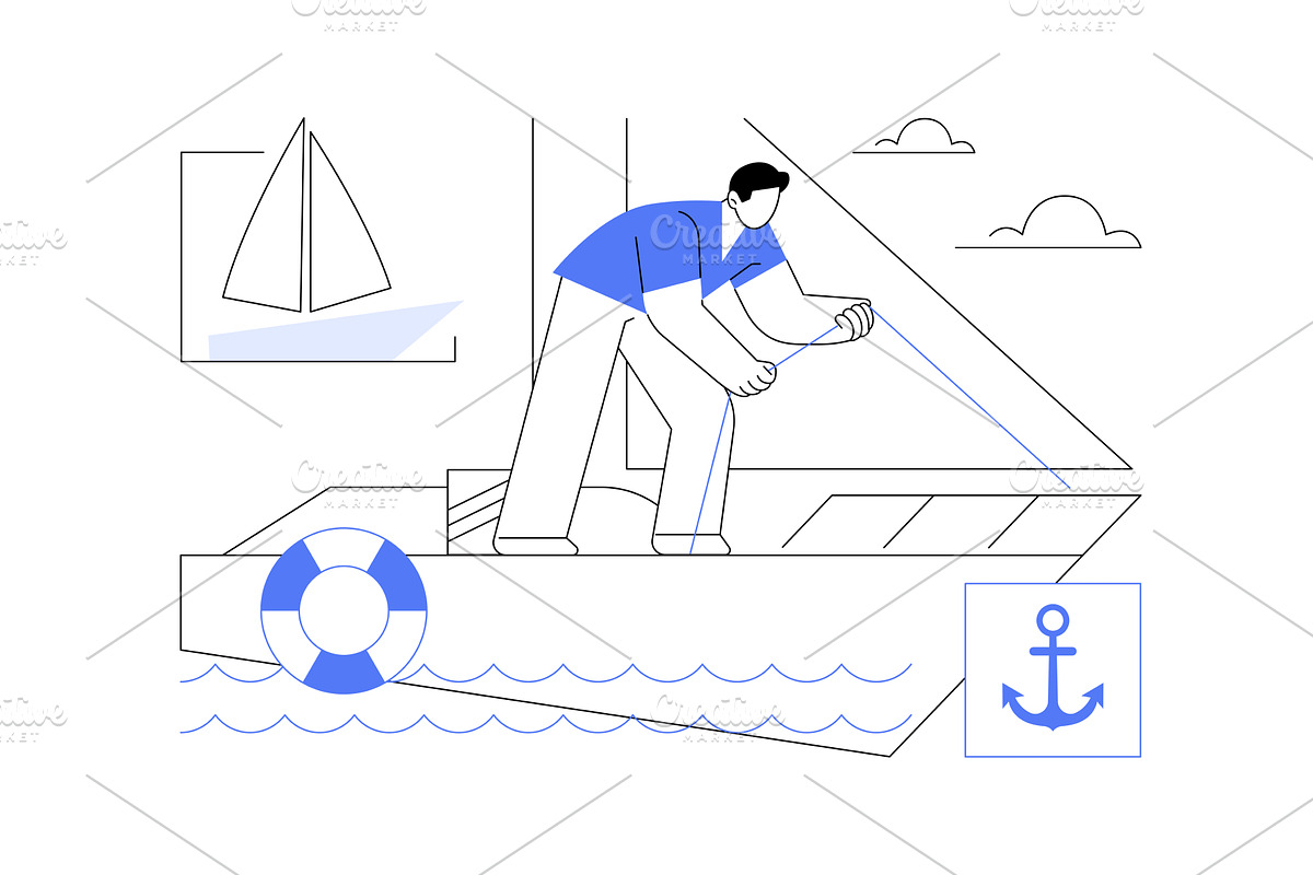 Yacht sailing isolated cartoon, a Person Illustration by Visual Generation