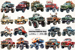 Christmas Monster Truck Sublimation, an Illustration by Pixels.Craft