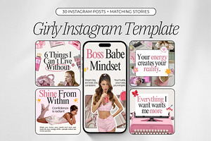Girly Instagram Templates, a Social Media Template by ZenSocialDesigns