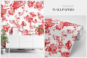 Scarlet, Exquisite Floral Toile!