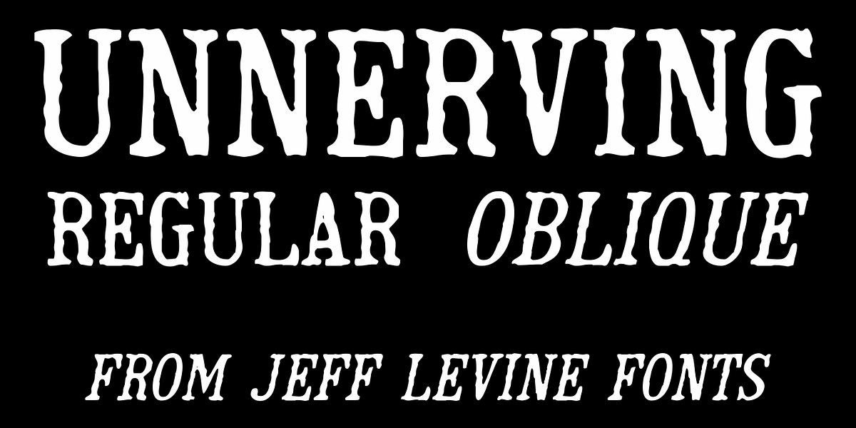 Unnerving JNL, a Serif Font by Jeff Levine Fonts (Photo 1 of 5)