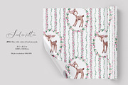Cute Deers Card and Pattern, a Pattern Graphic by SirenaArt (Thumbnail 2 of 13)