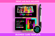 Neon Business Card Template, a Business Card Template by SunshineStudioBoutique (Thumbnail 1 of 10)