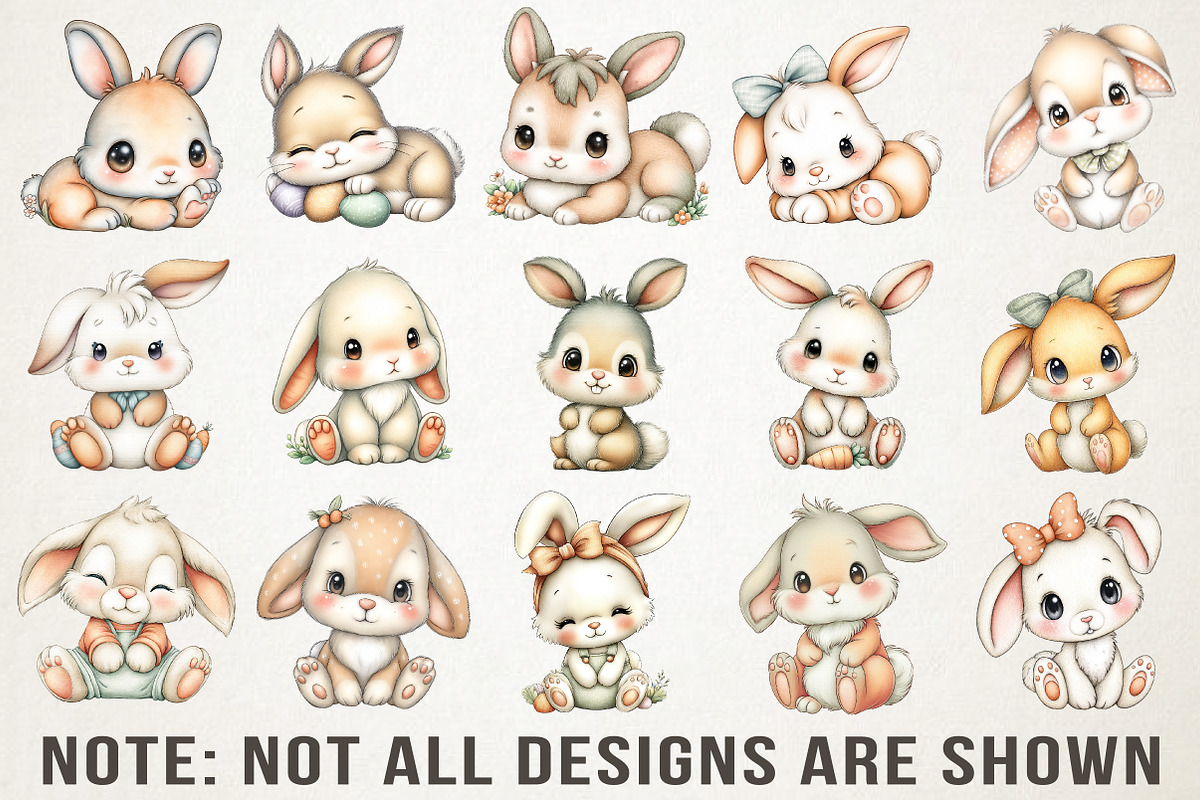Soft Pastel Easter Bunny Clipart Set, an Animal Illustration by RobertsArt (Photo 6 of 6)