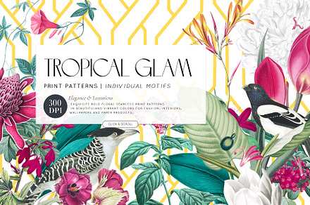 Tropical Glam, Luxury Tropical Print, a Pattern Graphic by TSTUDIO
