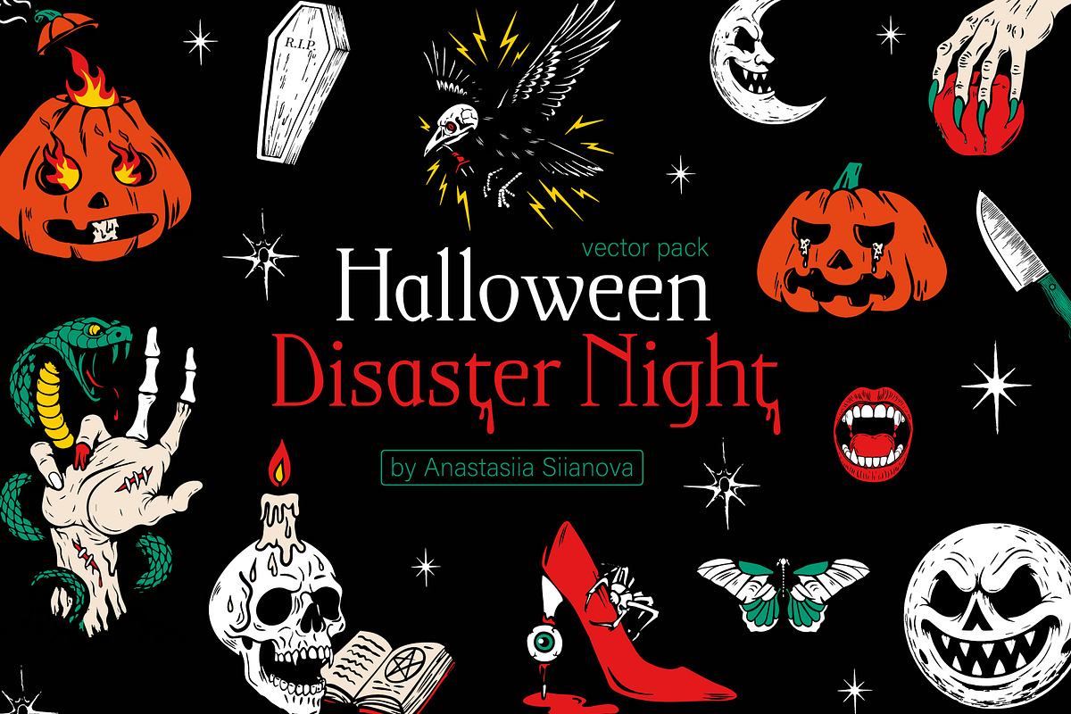 Disaster Night – Vector Pack, a Seasonal Illustration by Stacyland (Photo 1 of 8)