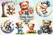 Watercolor Teddy Bear Clipart Bundle, an Animal Illustration by Craft Nest (Thumbnail 1 of 3)