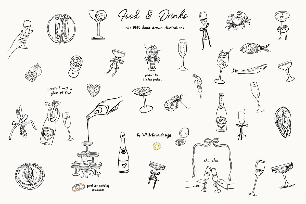 Hand Drawn Wedding Illustrations 300, an Object Graphic by whiteheartdesign (Photo 3 of 24)