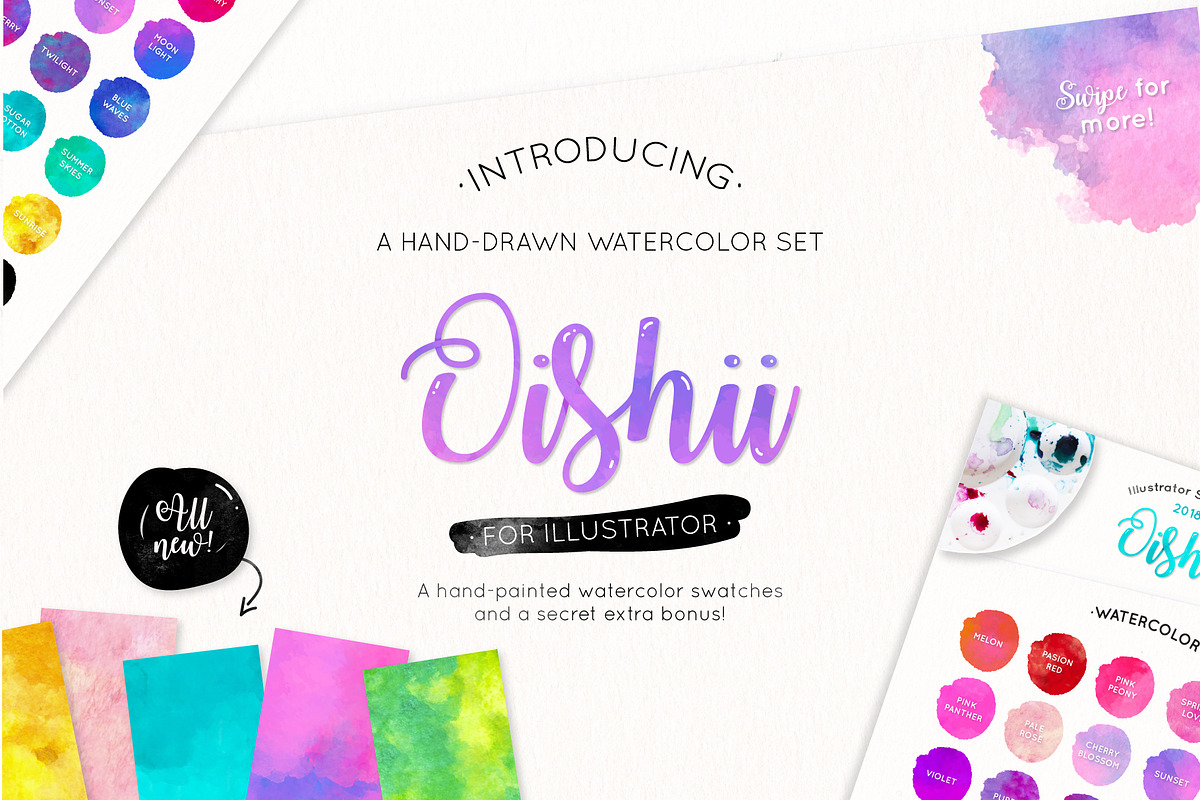 Oishii Watercolor for Illustrator, an Object Graphic by TeamBelly Creative Studio (Photo 1 of 4)