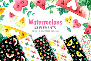 Watermelons Clipart & Patterns