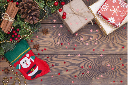 Red felt stocking with the image of, a Holiday Photo by Diary of impressions