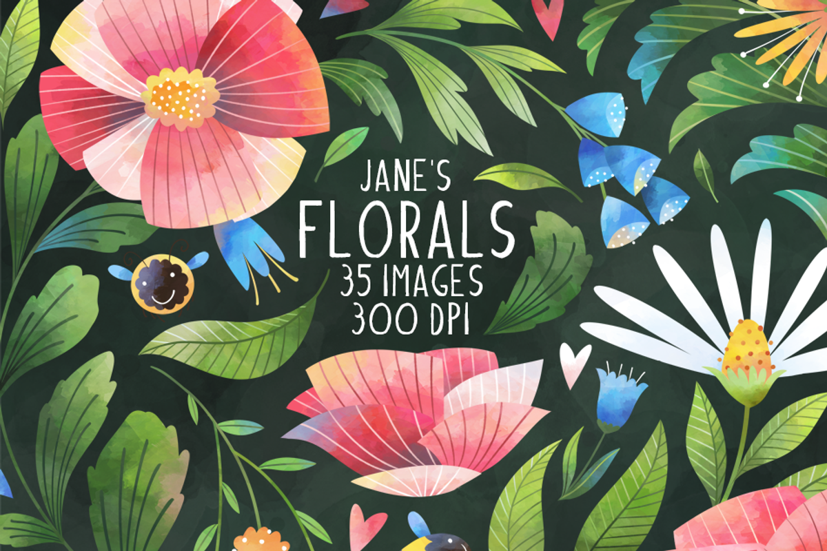 Watercolor Florals Clipart, an Illustration by DigitalArtsi (Photo 1 of 6)