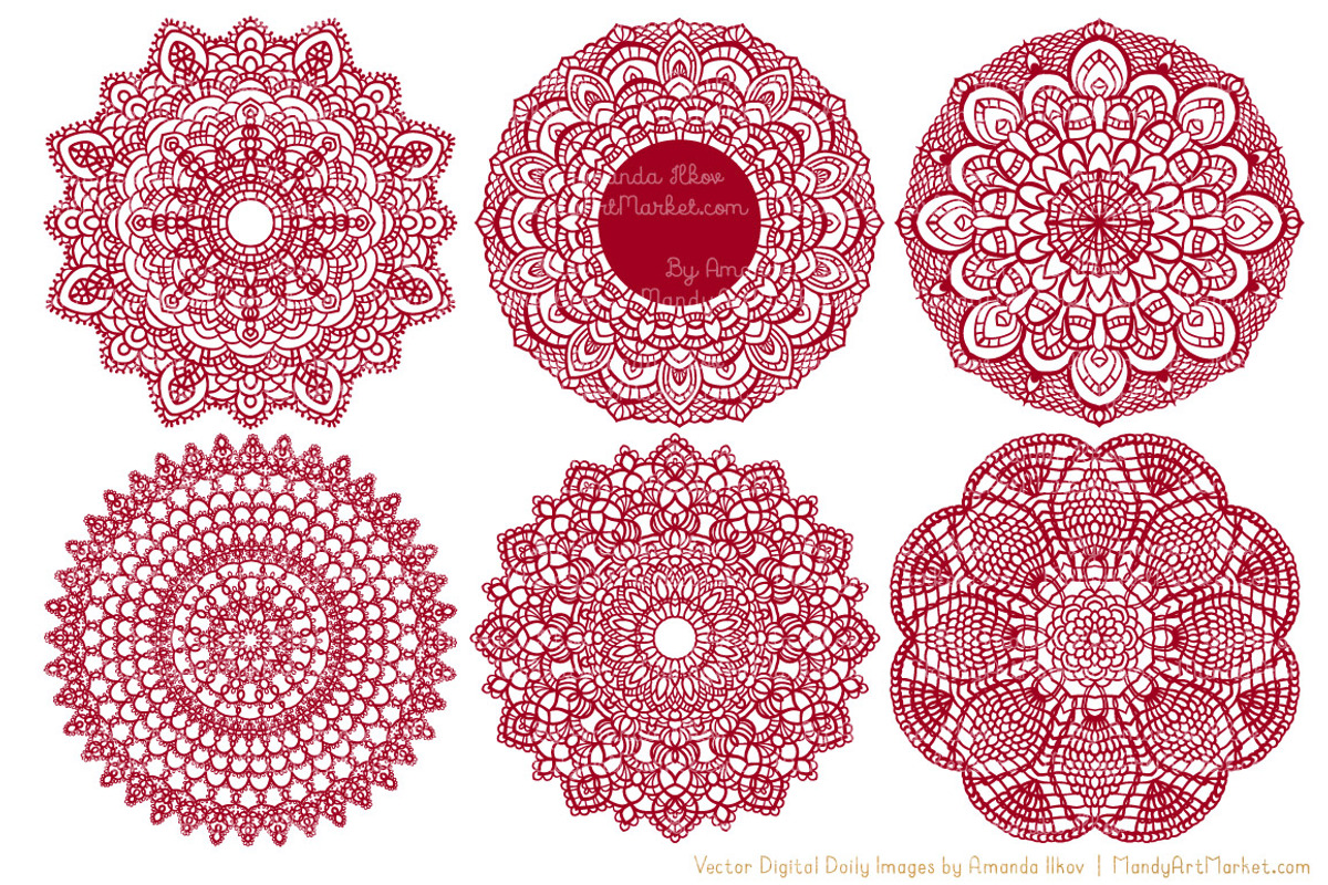 Ruby Vector Doilies & Doily Clipart, an Illustration by Amanda Ilkov (Photo 4 of 4)