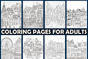 Holiday Town Coloring Page For Adult, an Animal Illustration by maggiesar (Thumbnail 3 of 4)