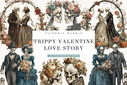 Trippy Valentine Love Story Clipart, a Seasonal Illustration by BusyDaydesign (Thumbnail 1 of 10)