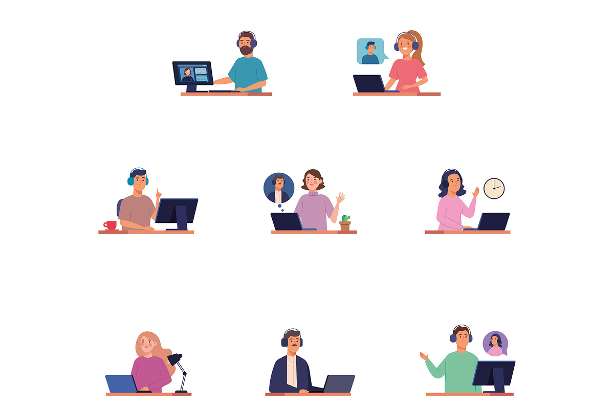 Remote Work Illustration Set