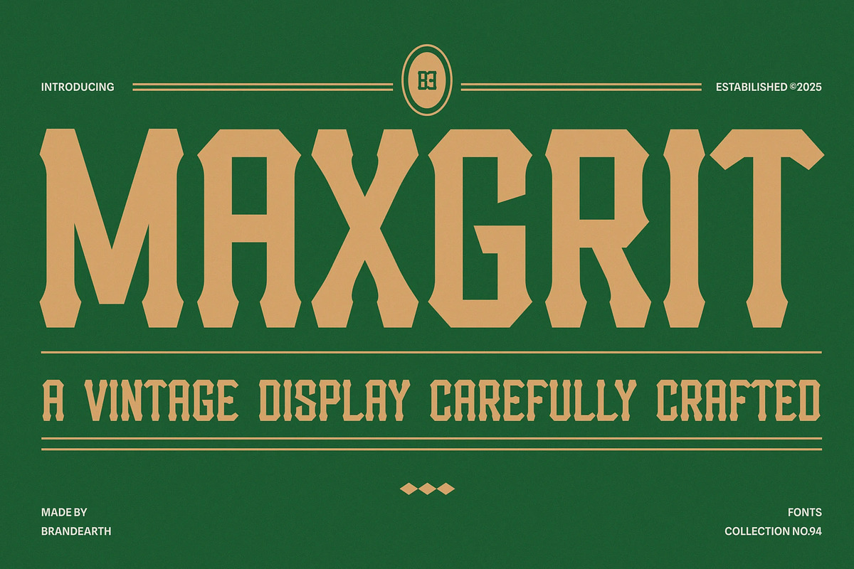 Maxgrit - Bold Vintage Display Font, a Serif Font by Brand Earth (Photo 1 of 7)