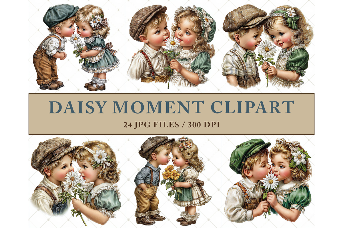 Romantic Daisy Couple Clipart JPG, a Person Illustration by Memories By Lea (Photo 3 of 19)